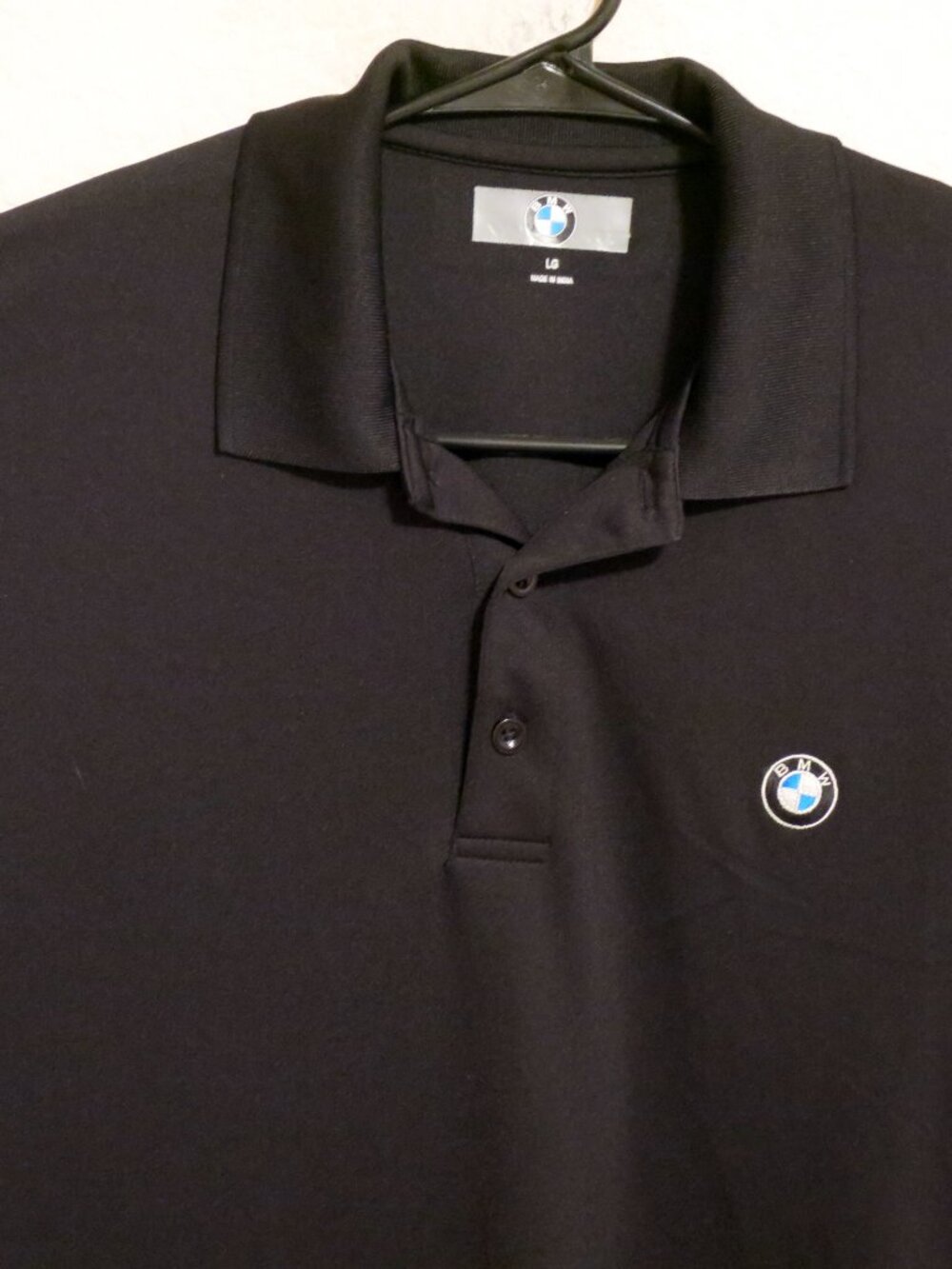 BMW Shirt Mens Large Short Sleeve Performance Polo Black
